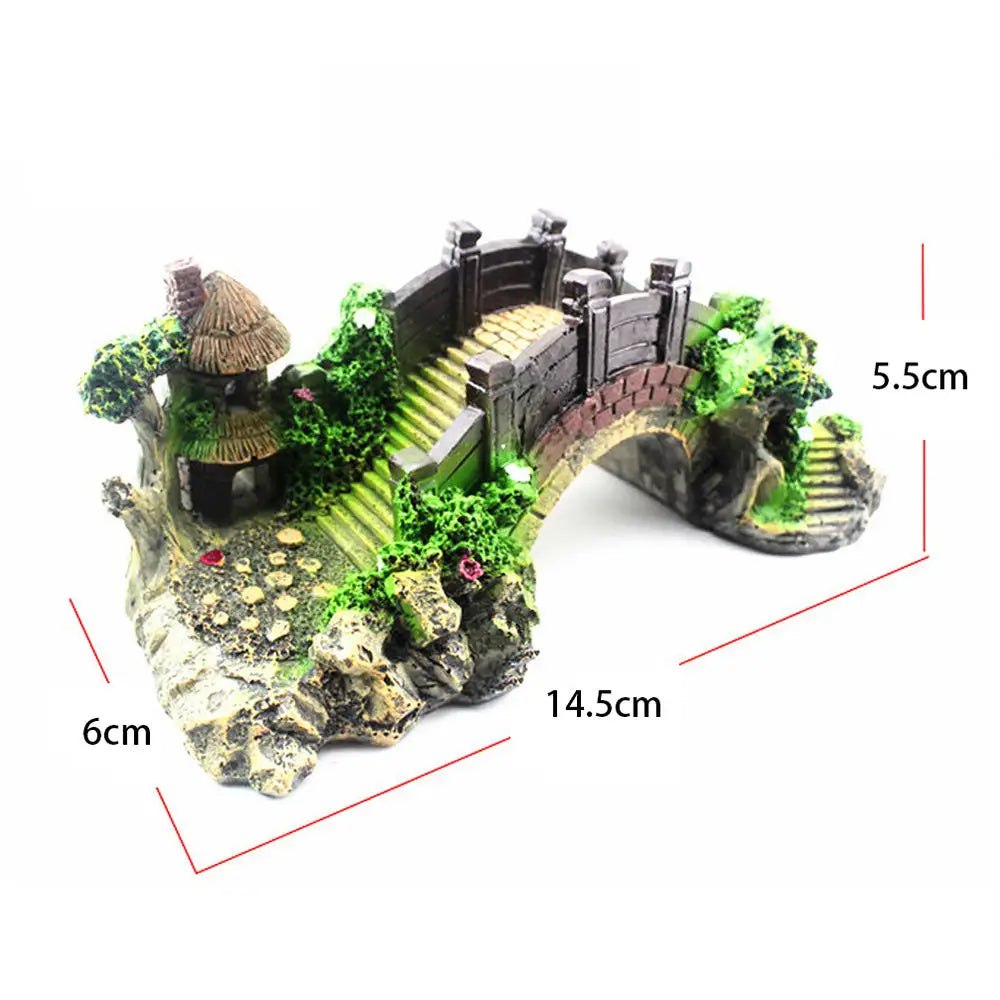 Resin Bridge Arch Bridge Black Red Bridge Fish Tank Landscaping Decoration Bridge Aquarium Equipment Accessories Turtle Climbing Platform Retro Arch Bridge - Lootquake