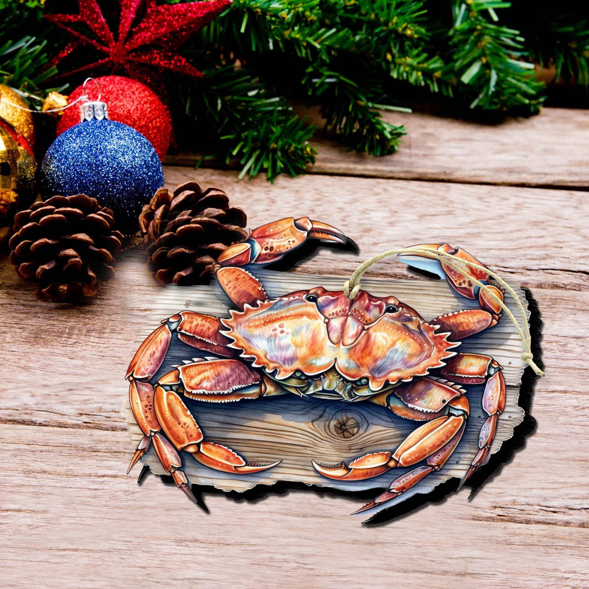 Adornos de madera de cangrejo de Alaska de G.Debrekht - Decoración navideña con temática de vida silvestre - 8710121-1