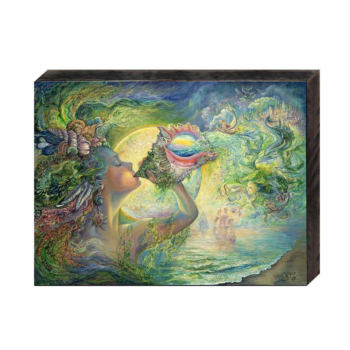 Call of the Sea Fantasy Wooden Wall Art by Josephine Wall - Fantasy Décor - 852129-JW