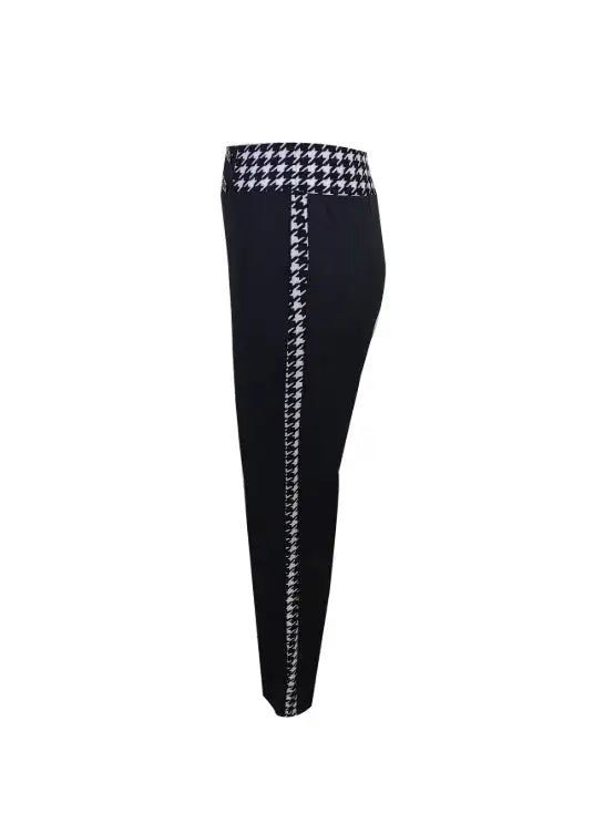 Ladies' Solid Color Herringbone Button Fashionable Slimming Casual Pants - Lootquake