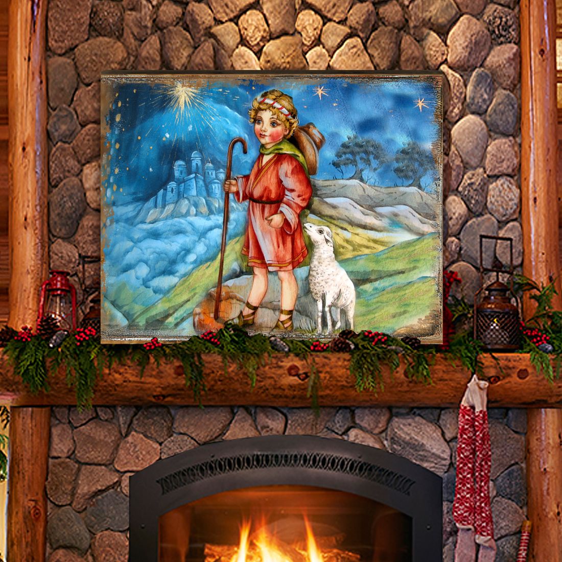 Arte mural de madera de pastorcillo de G. DeBrekht - Decoración navideña - 8173854B