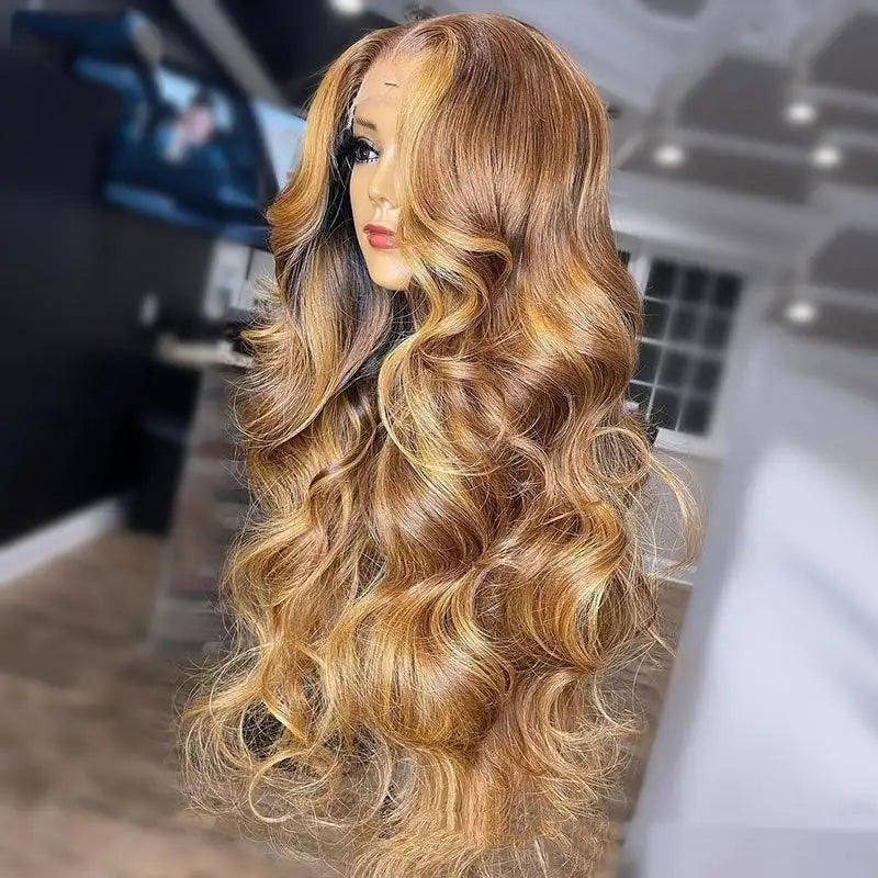 Honey Blonde Body Wave Lace Front Pre Plucked Highlight Wig - Lootquake