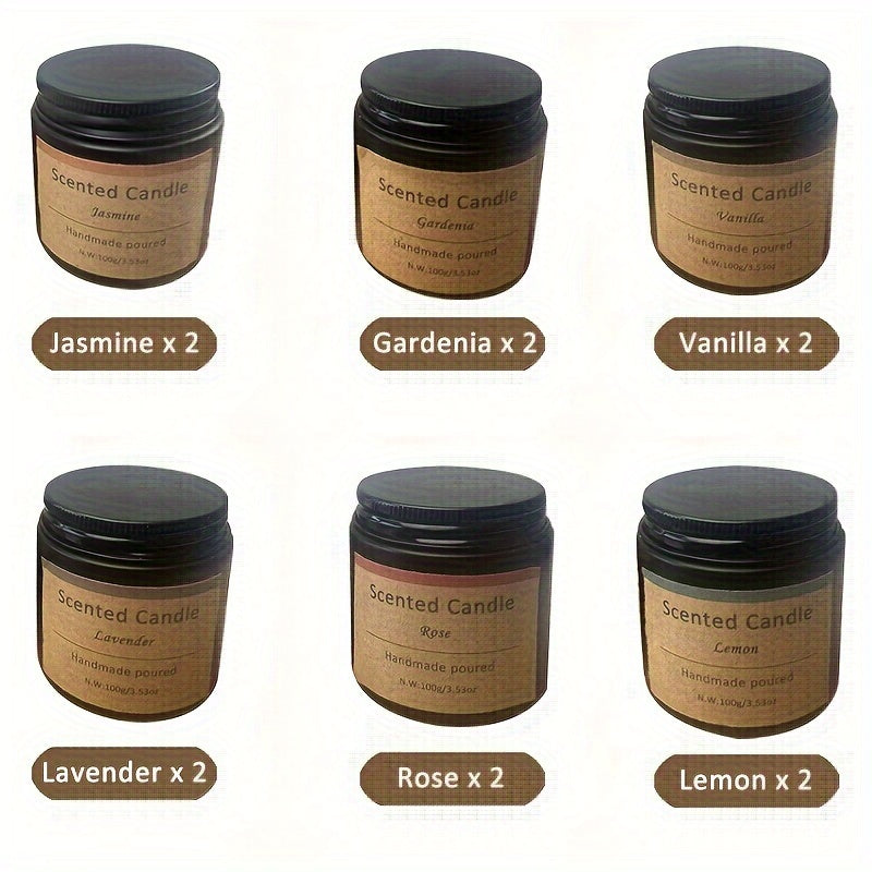 12-Pack Scented Candle Set, 100g (3.53oz) Home Smokeless Candle, 30 Hours Burning Time, Home Aromatherapy, Black Glass Gift Box Set, Wedding, Birthday, Halloween, Thanksgiving, Christmas, Mom, Friend, Wife, Sister, Women's Ho