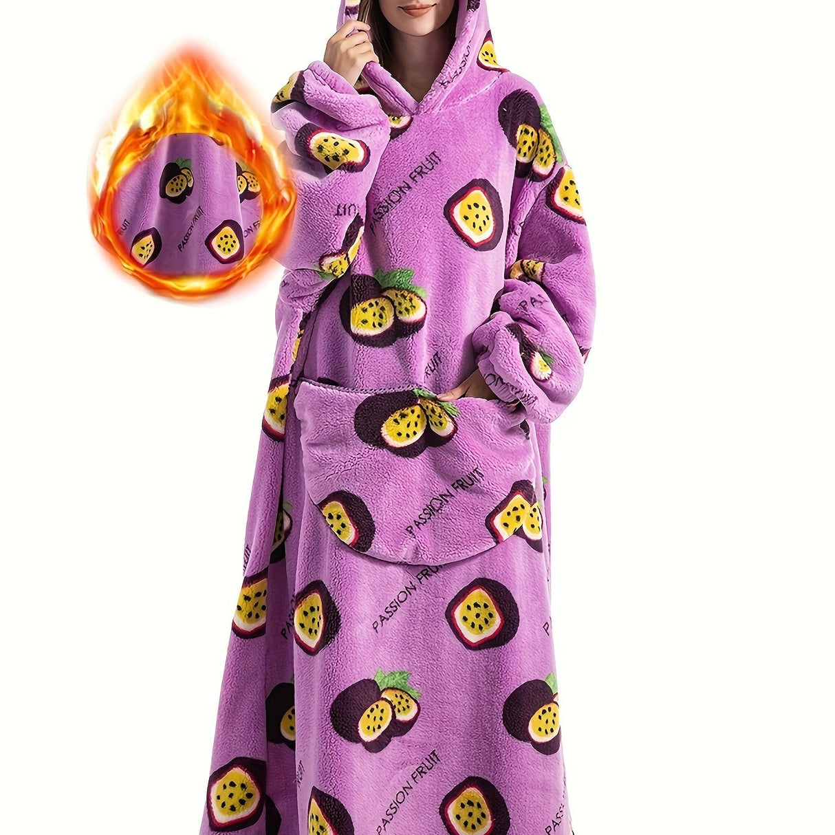 Plus Size Pumpkin Print Flannel Blanket Hoodie - Soft, Cozy, Plush, Hooded, Winter Outwear for Women with Halloween Theme