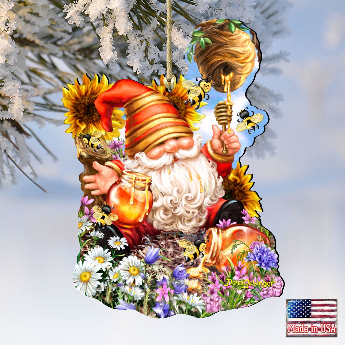 Adornos de madera de gnomos enanos con forma de panal de Gelsinger - Decoración de Pascua y primavera - 8461061-DG