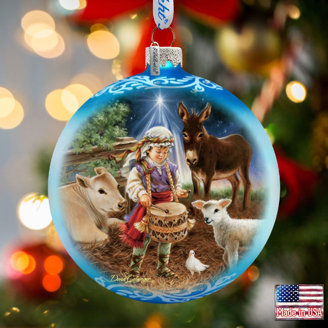 Little Drummer Boy Glass Ornament by D. Gelsinger - Nativity Holiday Decor - 71151-9720