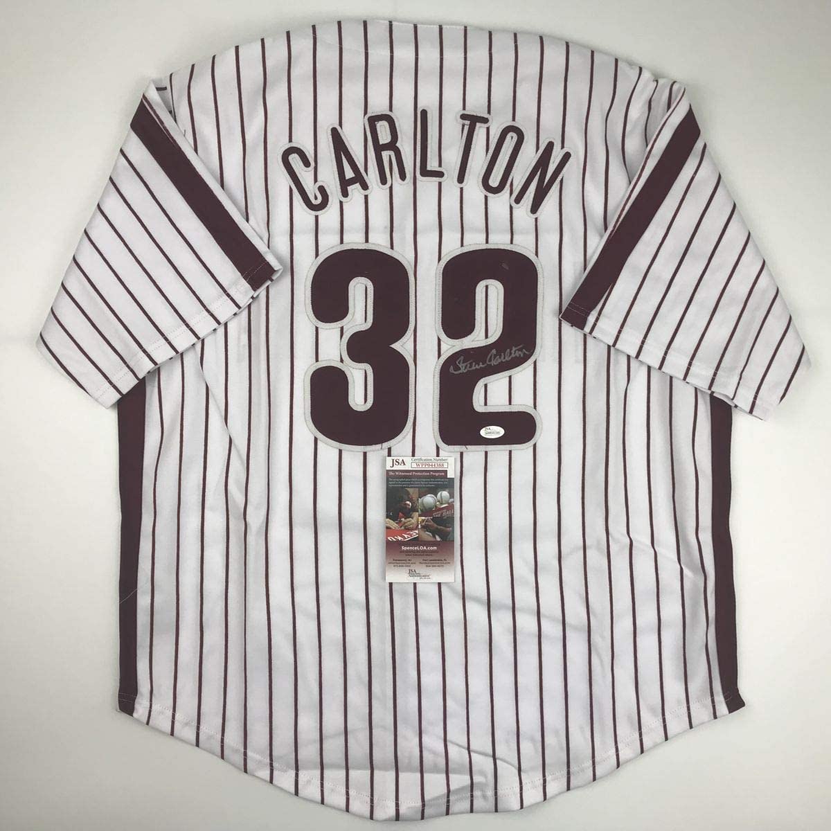 Autographed/Signed Steve Carlton Philadelphia Pinstripe Baseball Jersey JSA COA