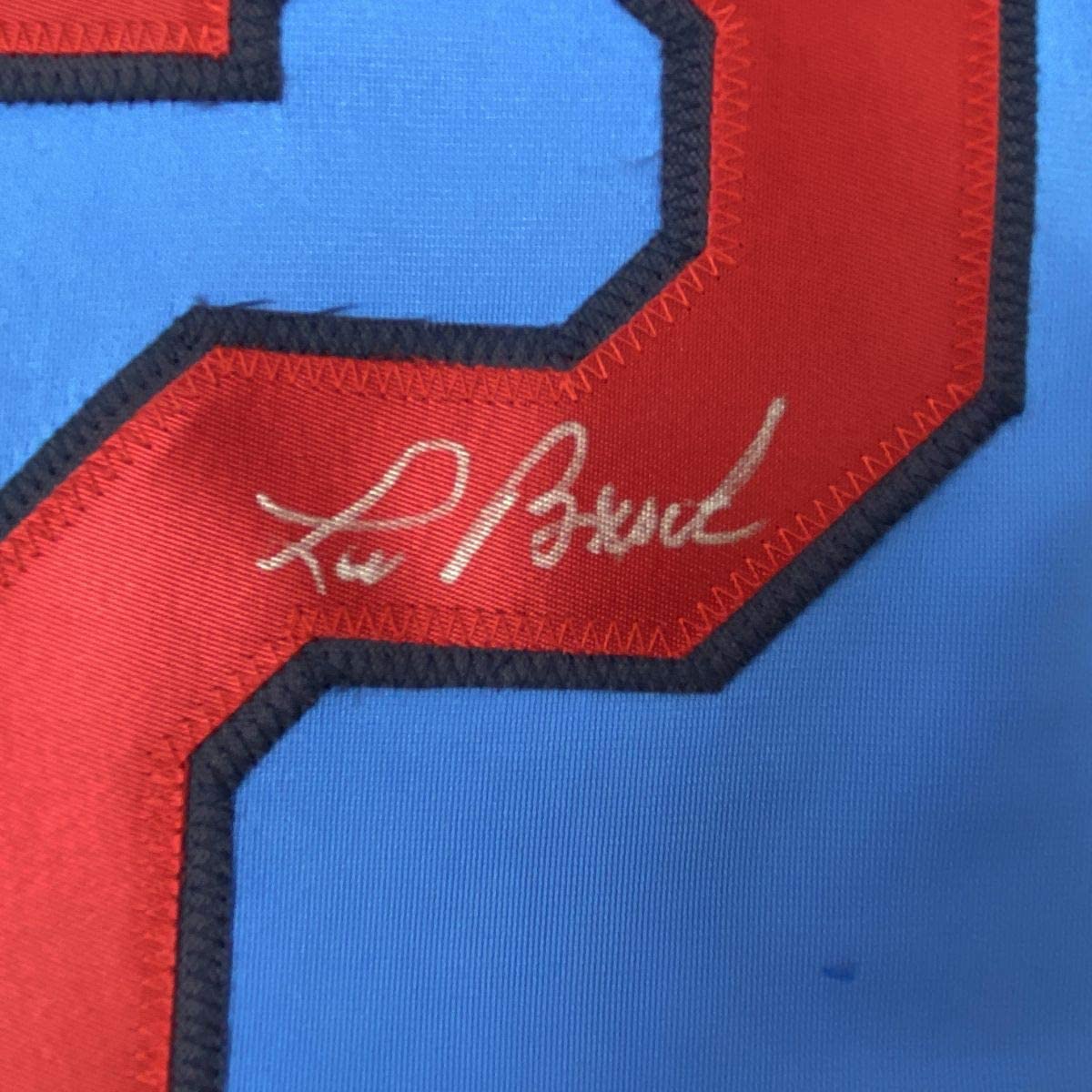Camiseta de béisbol azul de San Luis autografiada y firmada por Lou Brock (JSA COA)