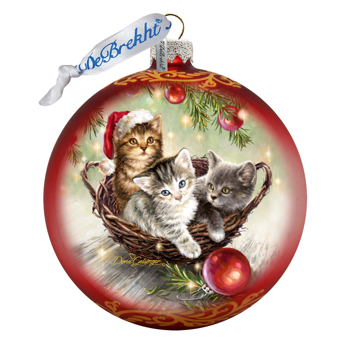 Christmas Kittens Glass Ornament by D. Gelsinger - Christmas Décor - 71101-1607