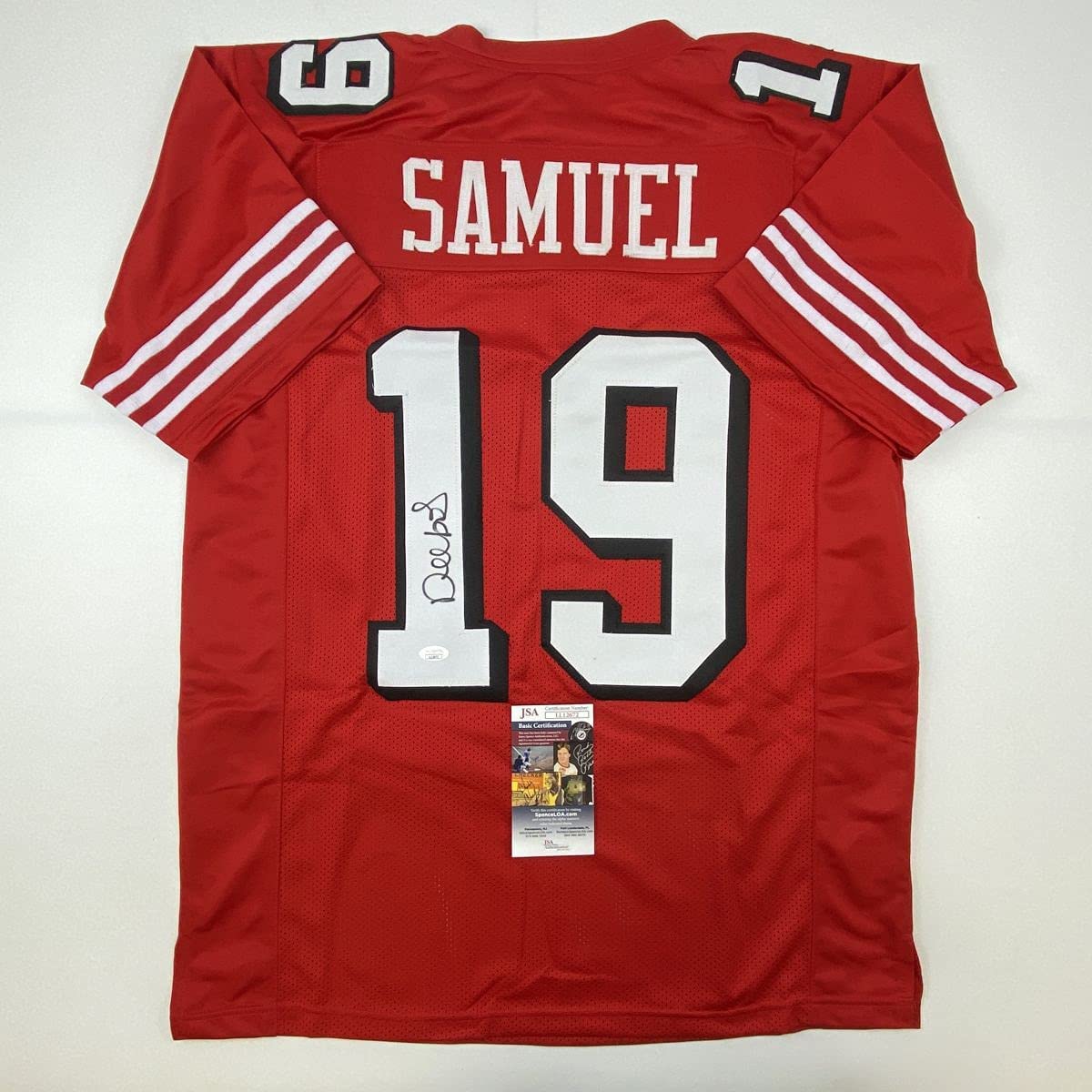 Camiseta de fútbol alternativa roja de San Francisco autografiada/firmada por Deebo Samuel JSA COA