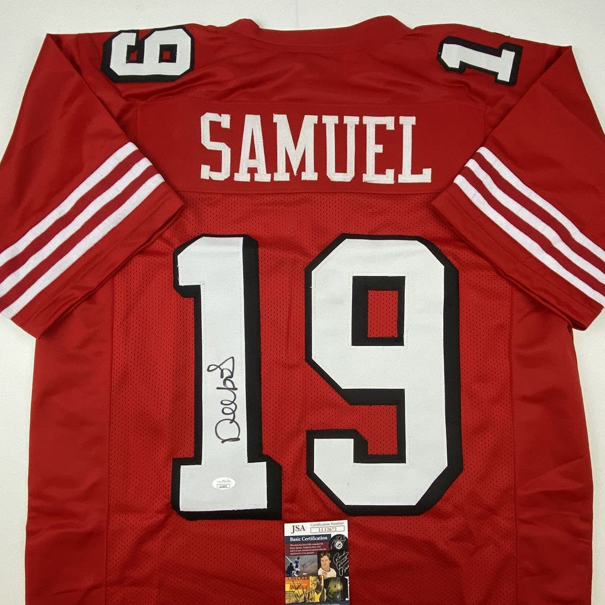 Camiseta de fútbol alternativa roja de San Francisco autografiada/firmada por Deebo Samuel JSA COA