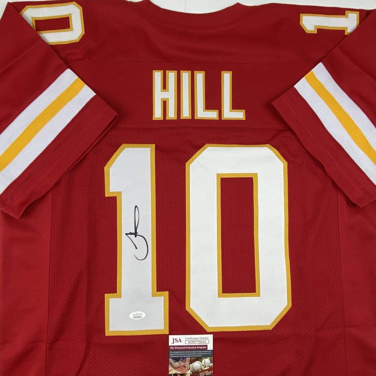 Camiseta de fútbol americano roja de Kansas City autografiada y firmada por Tyreek Hill (JSA COA)