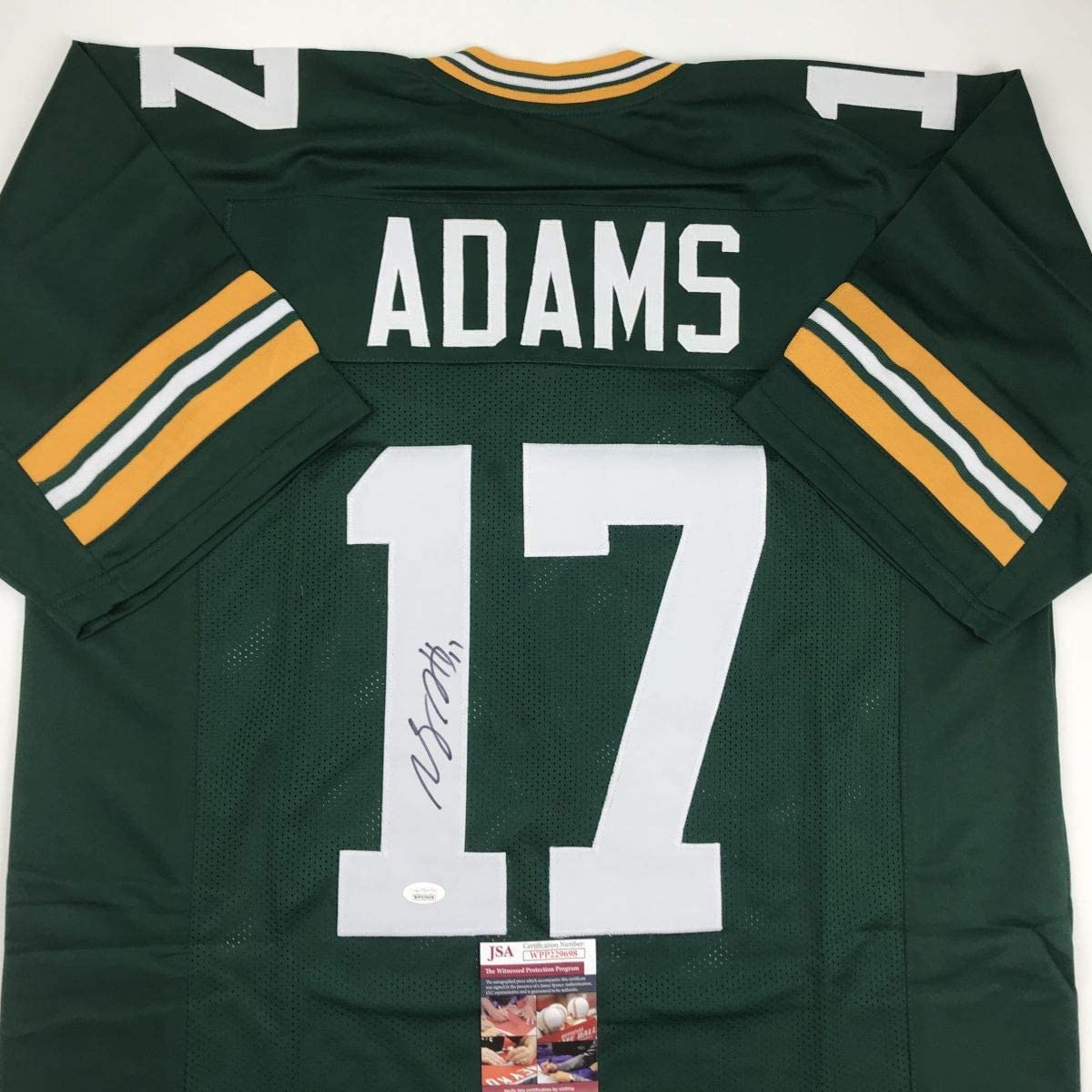 Camiseta de fútbol americano verde de Green Bay autografiada/firmada por Davante Adams (JSA COA)