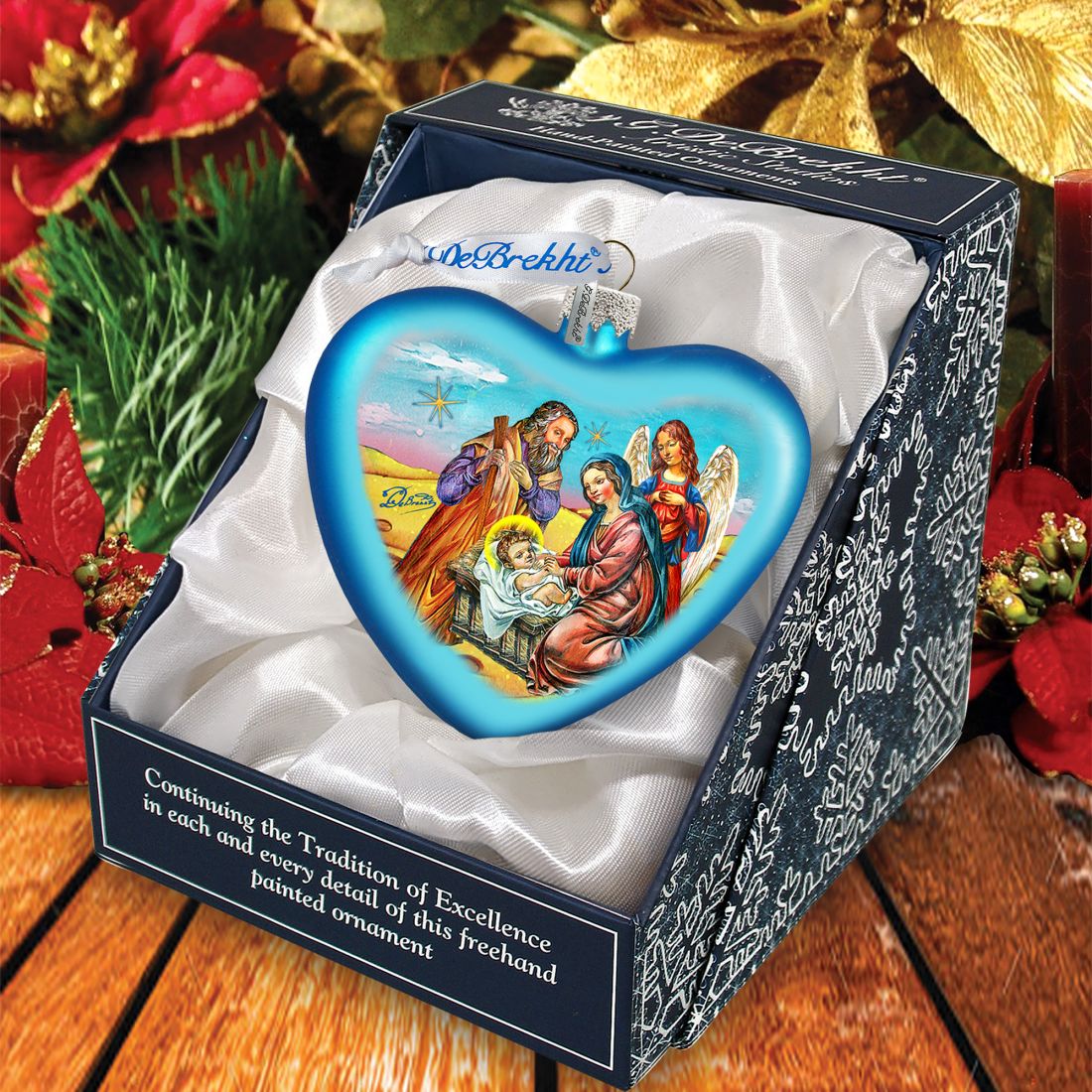 Nativity Heart Glass Ornament by G. DeBrekht - Nativity Holiday Decor - 753-081