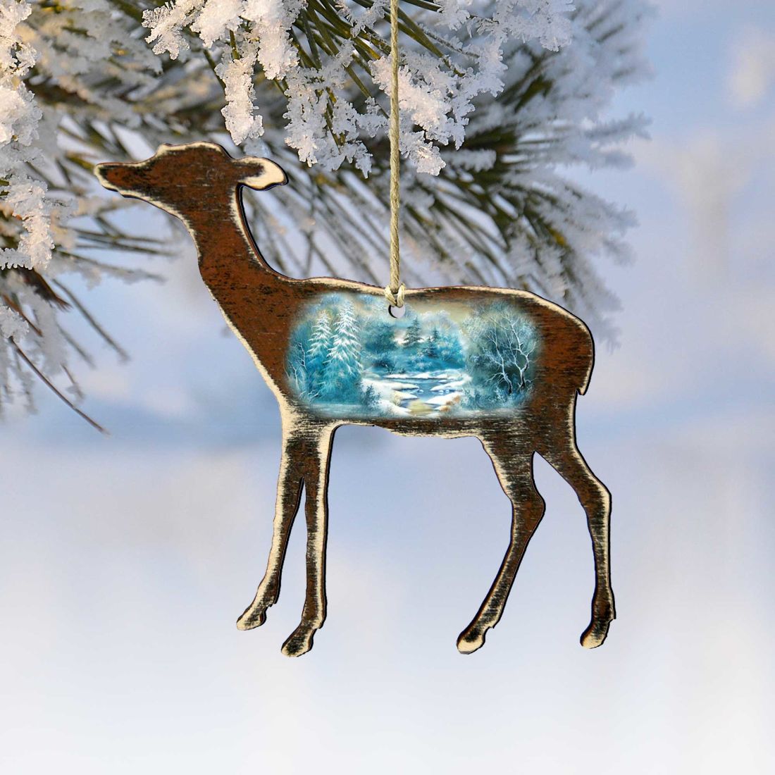 Baby Deer Wooden Ornaments by Nature Wonders - Wildlife Holiday Decor - 8198216