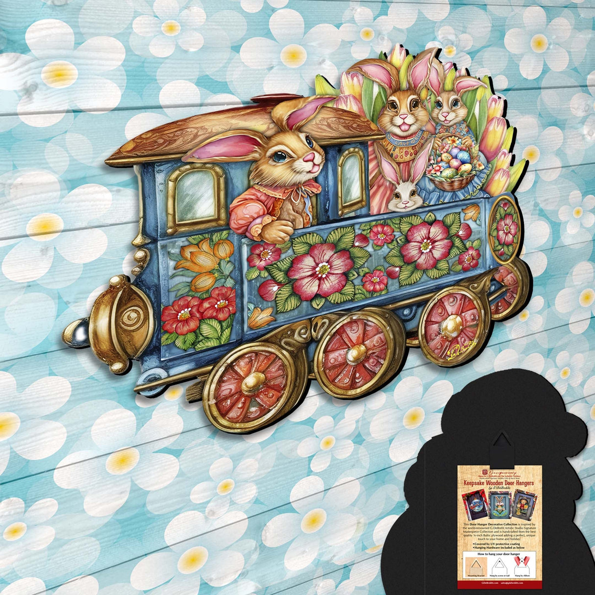 Easter Bunny Train Holiday Door Decor by G. Debrekht - Easter Spring Decor - 8652781H