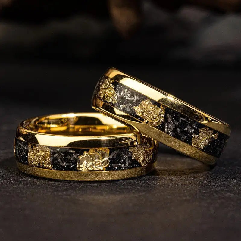 Fashion Men's Gold Starry Stainless Steel Ring - Lootquake