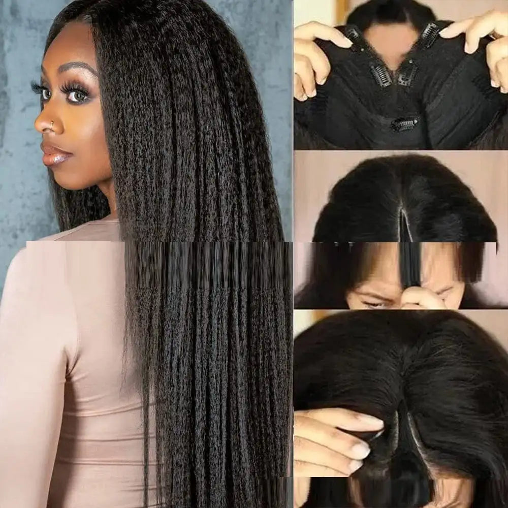 Lace Free Mechanism Yaki Straight Pure Human Wig - Lootquake