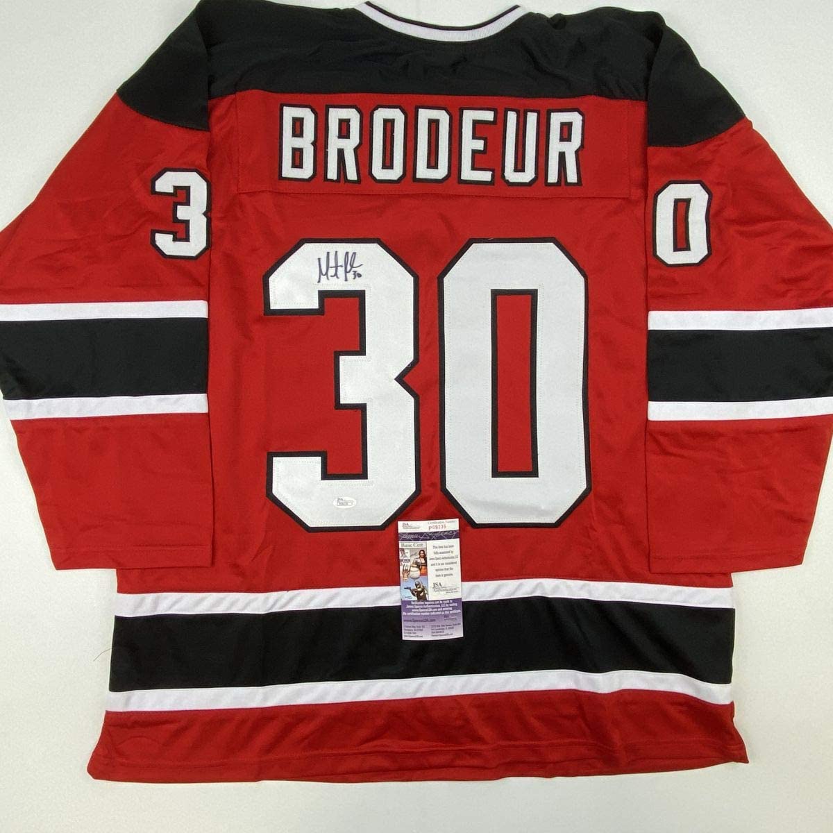 Camiseta de hockey roja de Nueva Jersey autografiada/firmada por Martin Marty Brodeur (JSA COA)