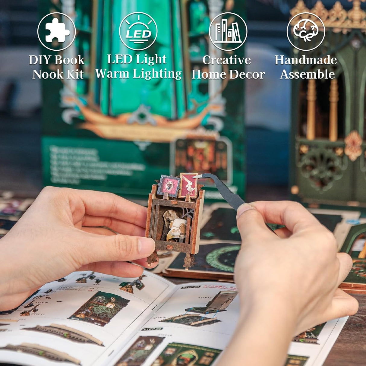 Book Nook Wizardi Miniature - The Darkness Herbarium Roombox Kit-2