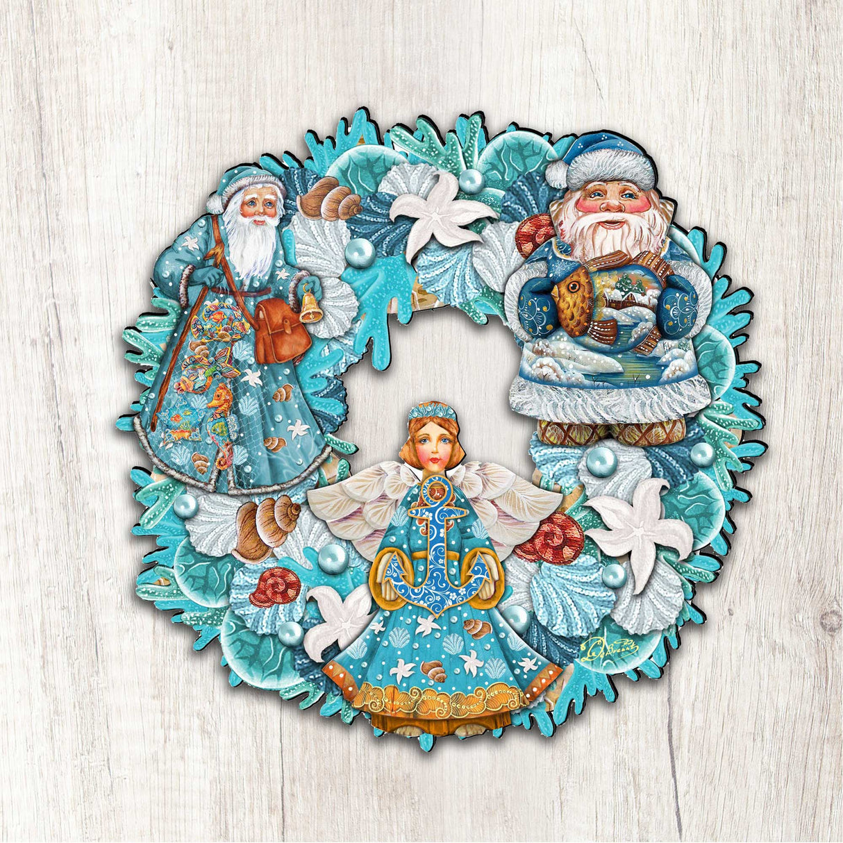 Coastal Sea Treasure Holiday Door Wreath by G. DeBrekht - Coastal Holiday Decor - 8185306-4H