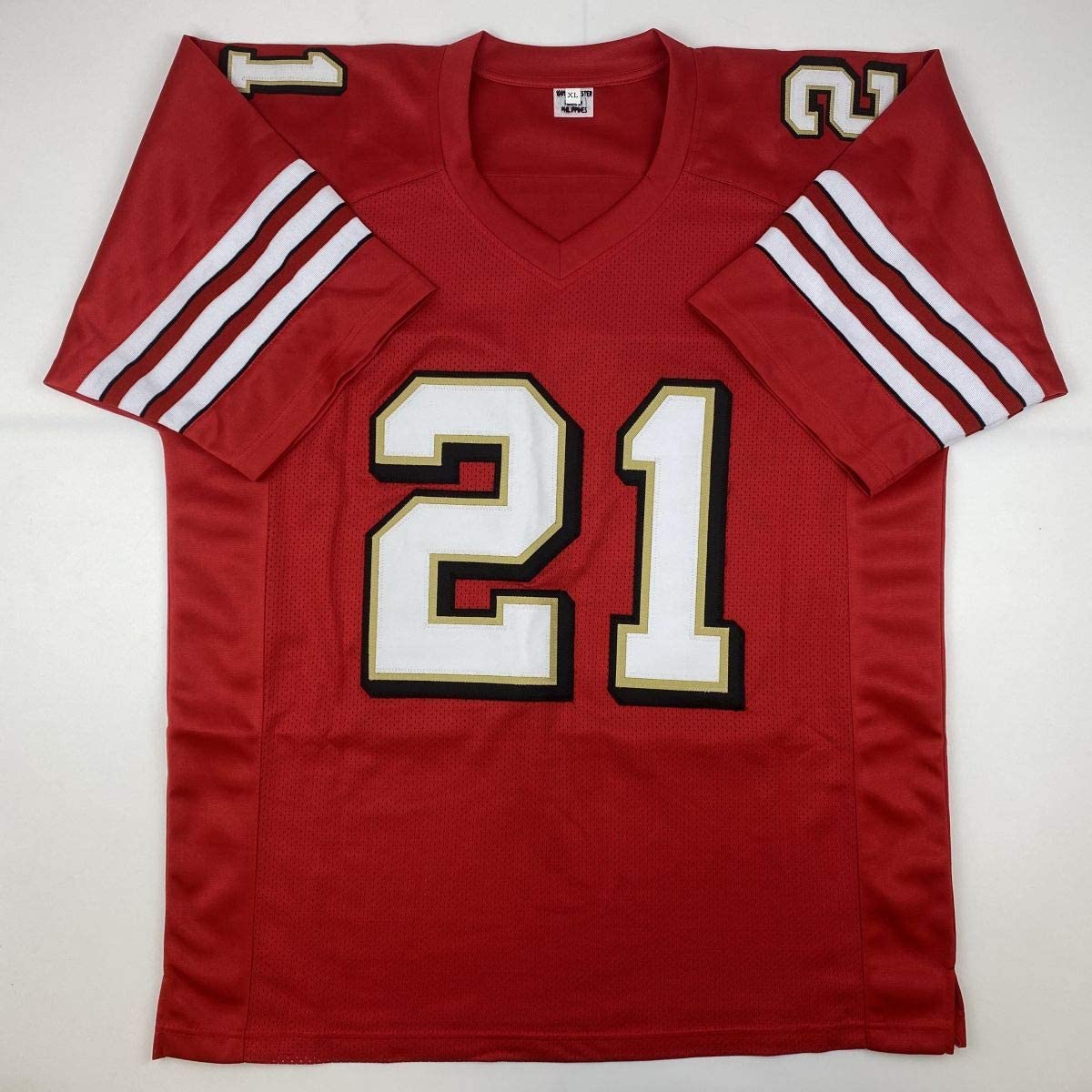 Camiseta de fútbol roja de San Francisco autografiada/firmada por Frank Gore Beckett BAS COA