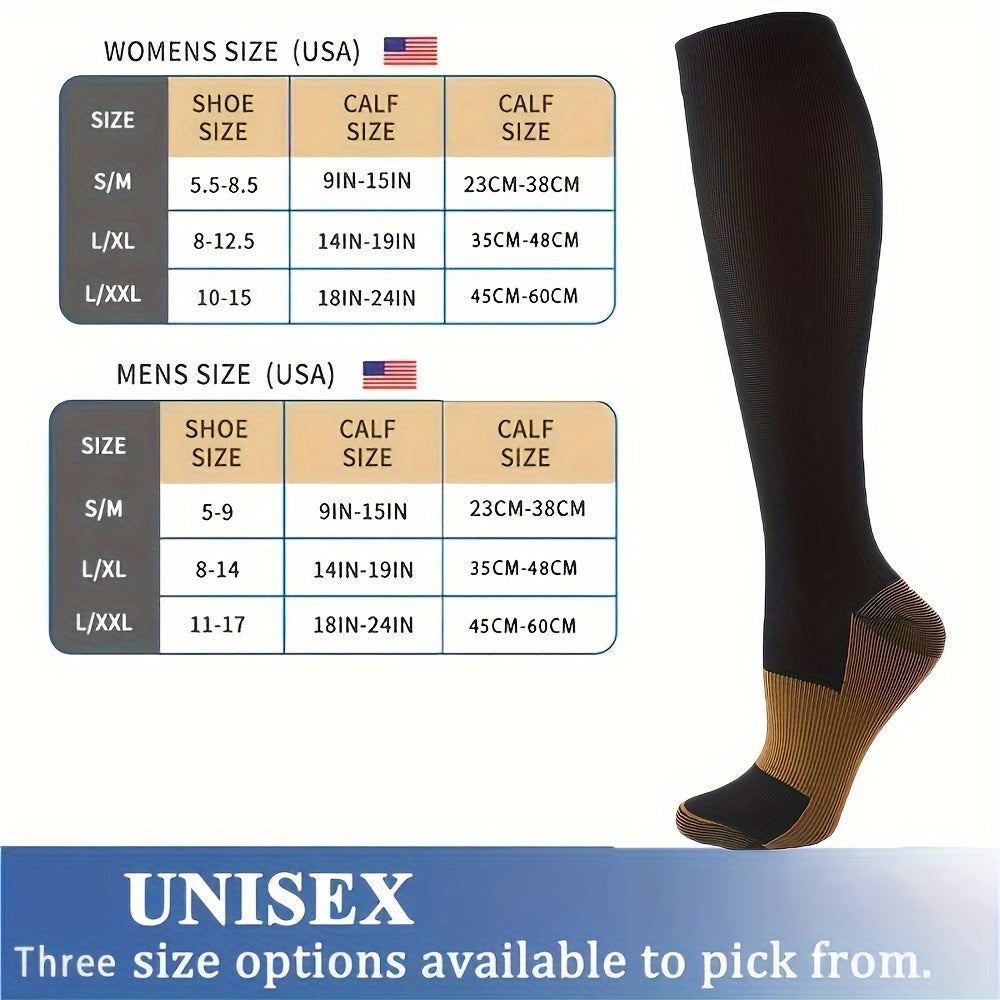 8 paires de chaussettes de compression unisexes infusées de cuivre – Soutien circulatoire amélioré (10-20 mmHG) – Hauteur genou confortable pour infirmières, grossesse, course à pied, randonnée et cyclisme