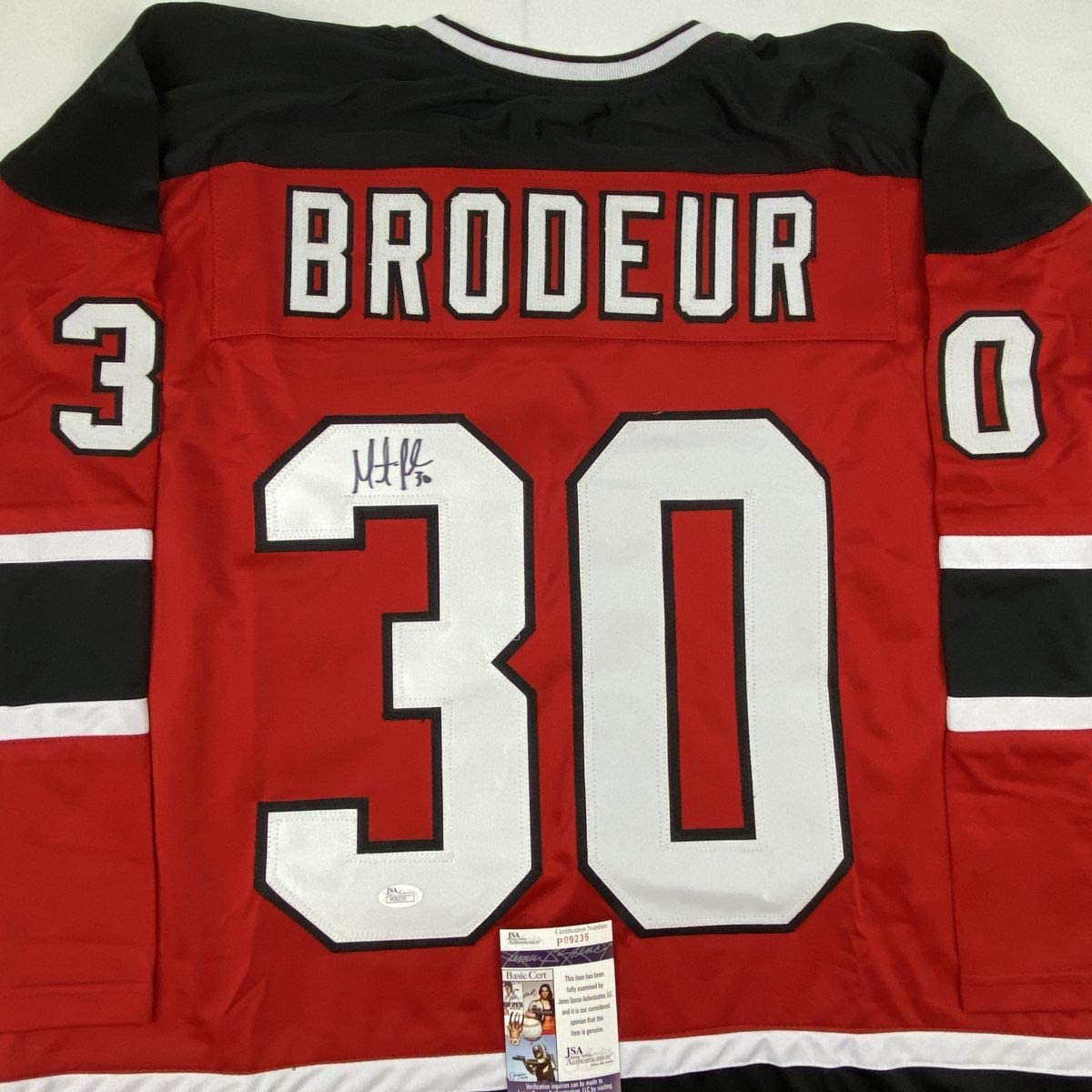 Camiseta de hockey roja de Nueva Jersey autografiada/firmada por Martin Marty Brodeur (JSA COA)
