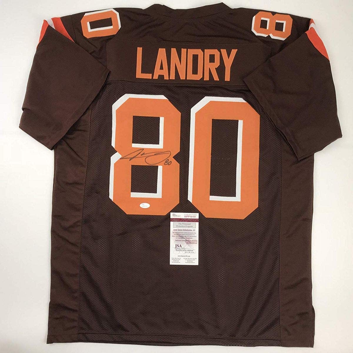 Camiseta de fútbol americano de Cleveland autografiada/firmada por Jarvis Landry, color marrón, JSA COA