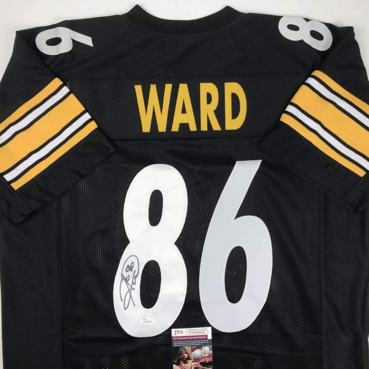 Camiseta de fútbol americano negra de Pittsburgh autografiada/firmada por Hines Ward (JSA COA)
