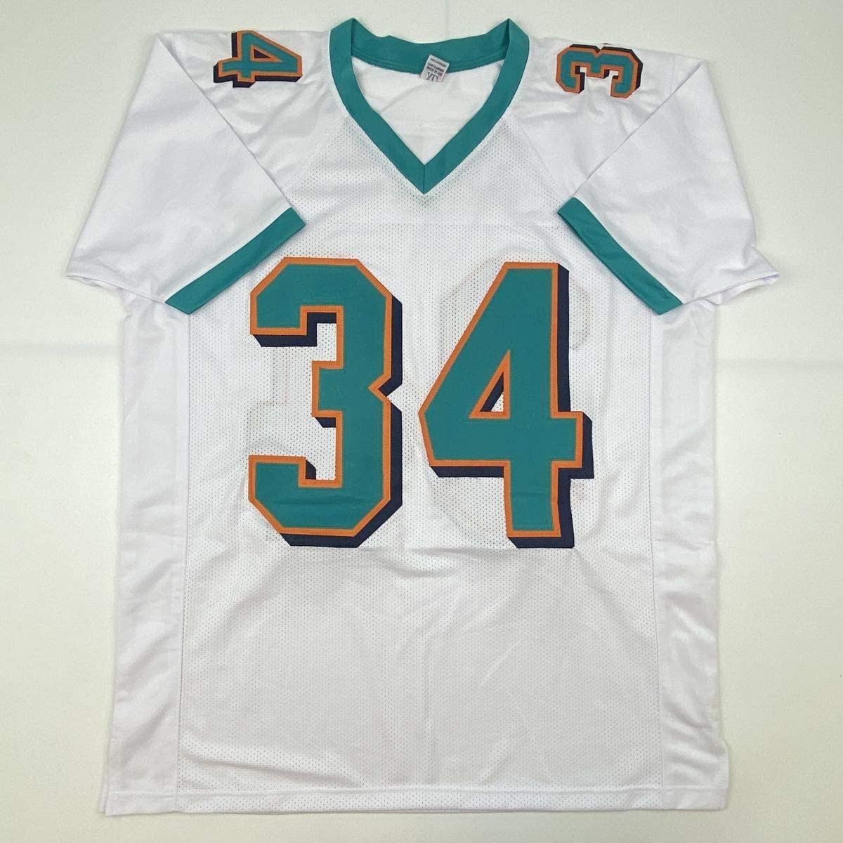 Camiseta de fútbol blanca de Ricky Williams de Miami autografiada/firmada JSA COA