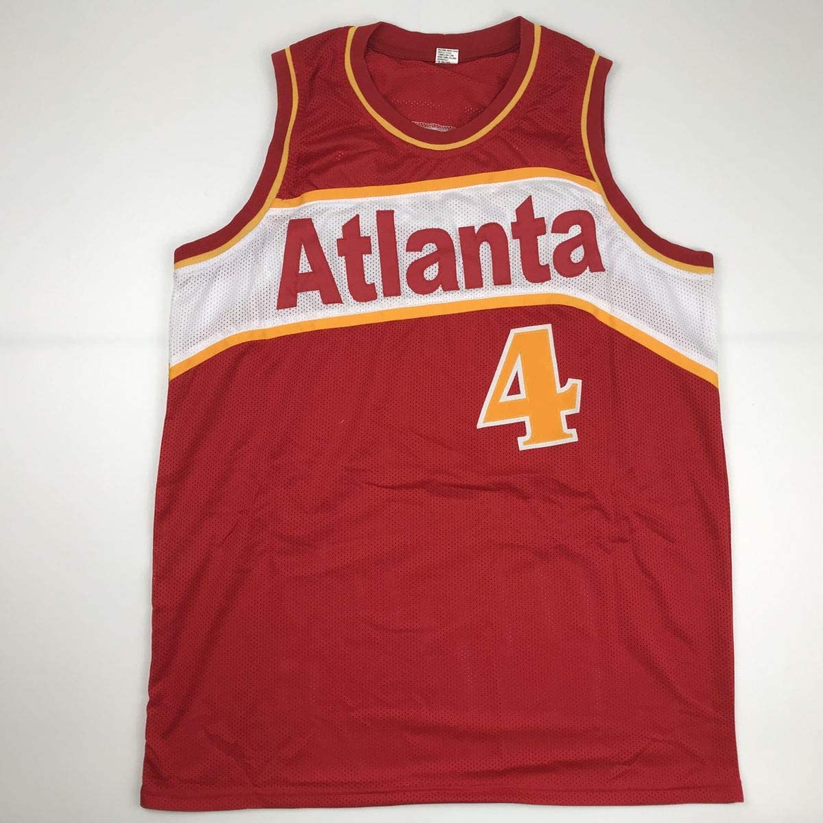 Camiseta de baloncesto roja de Atlanta de Spud Webb autografiada/firmada JSA COA