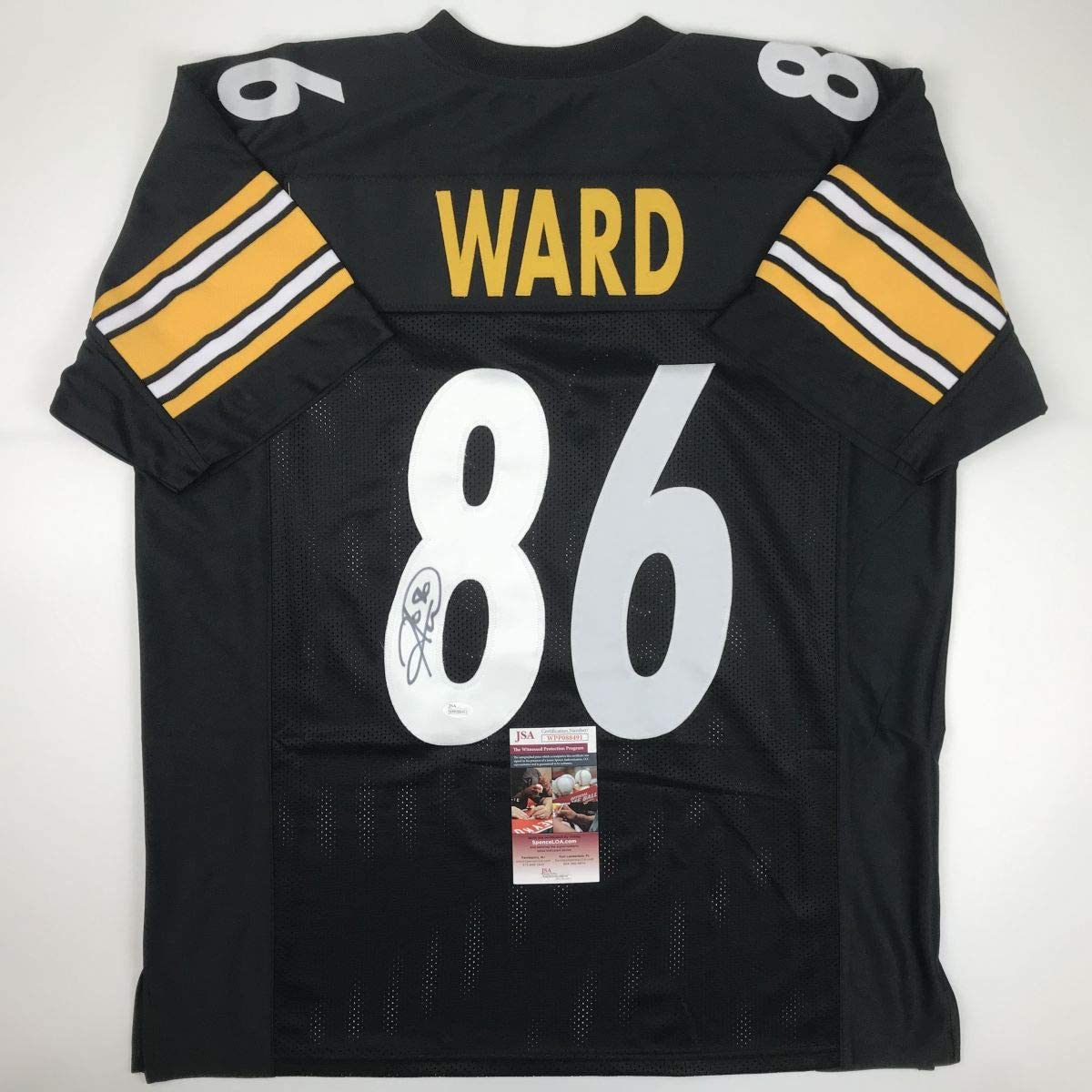 Camiseta de fútbol americano negra de Pittsburgh autografiada/firmada por Hines Ward (JSA COA)