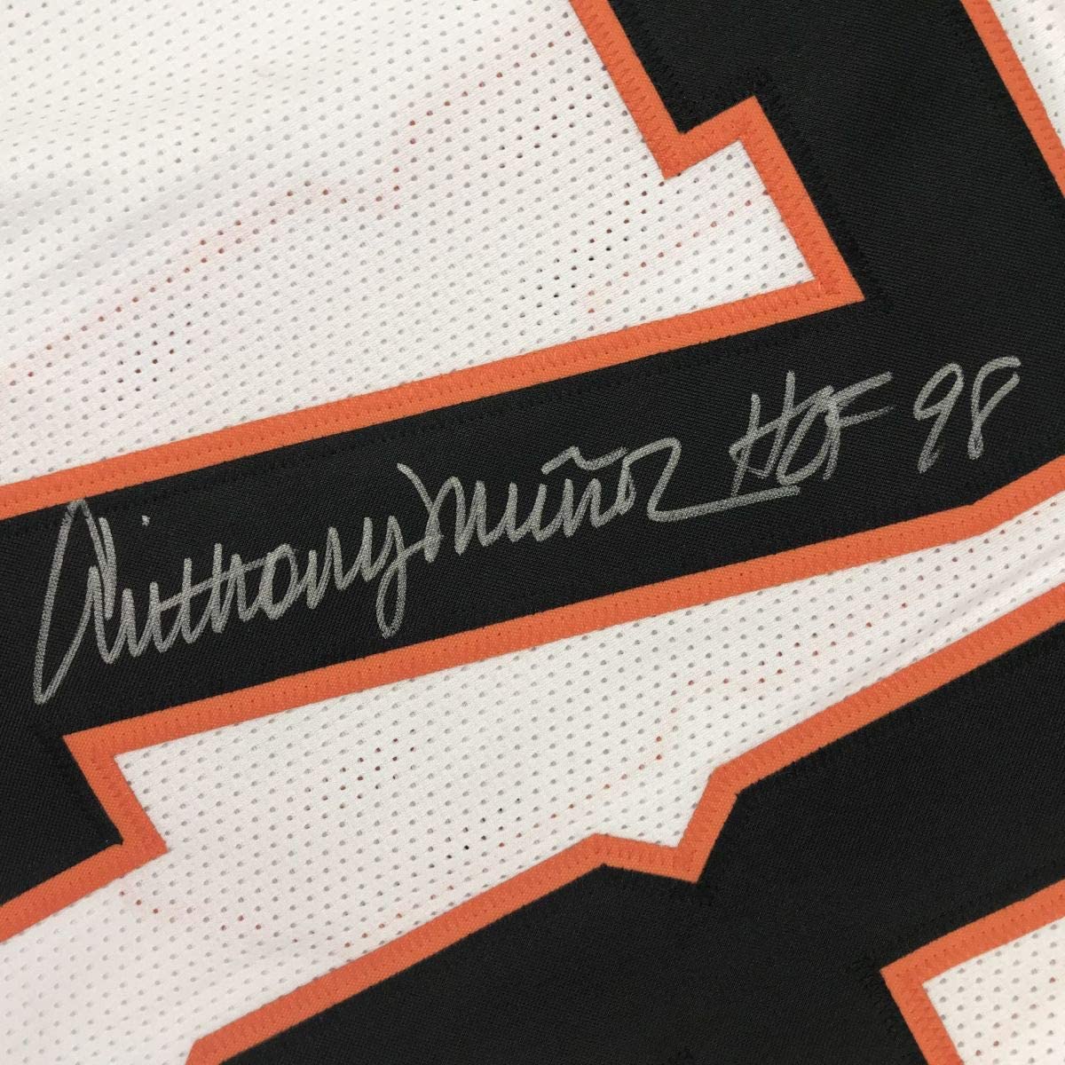Autographed/Signed Anthony Munoz HOF 98 Cincinnati White Football Jersey JSA COA