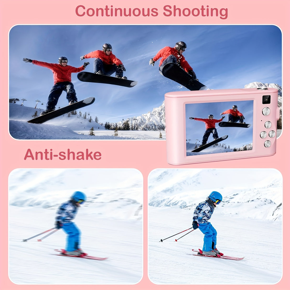 Cámara digital HD de 1080P con zoom digital de 8x para vlogs, pantalla LCD de 2,4 pulgadas, recargable, para adolescentes y principiantes, con tarjeta TF de 32 GB, compatible con fotos, vídeos y webcam. Regalo de Acción de Gracias y Año Nuevo.