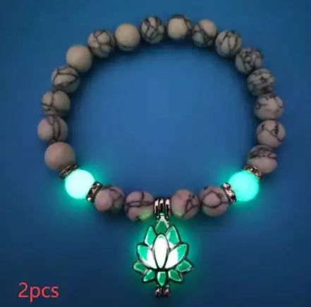 Energy Luminous Lotus Natural Stone Bracelet Yoga Healing Luminous Glow In The Dark Charm Beads Bracelet For Men Women Prayer Buddhism - Lootquake