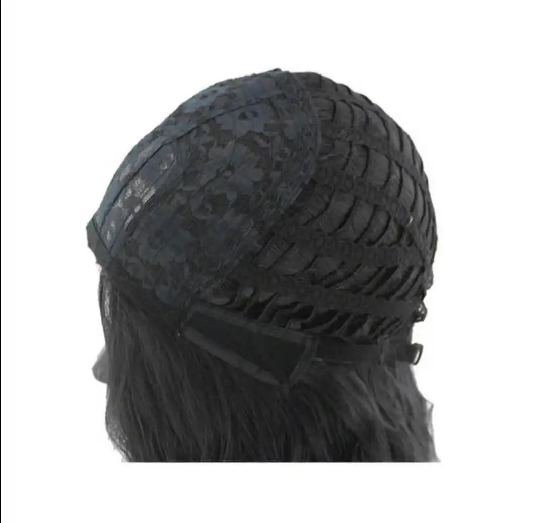 Black mid-length long curly hair ladies hood - Lootquake