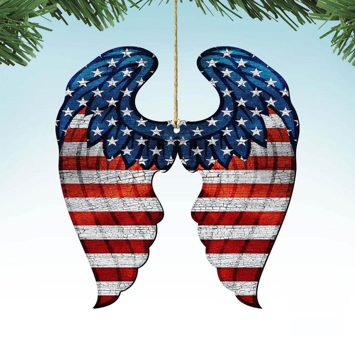 USA Wings Wooden Ornaments - American Christmas Decor - 8187131