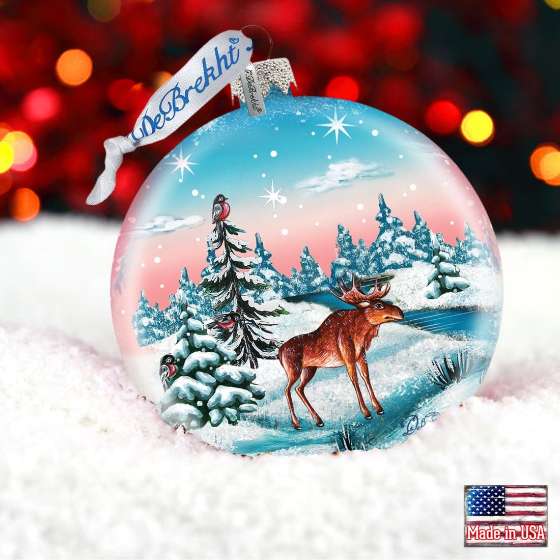 Winter Animals Glass Ornament Set of 3 by G. DeBrekht - Wildlife Holiday Décor - 73410-B3
