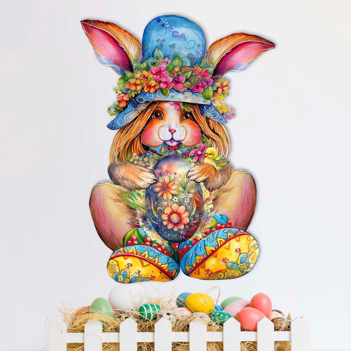 Easter Bunny Girl Holiday Door Decor by G. Debrekht - Easter Spring Decor - 8652765H