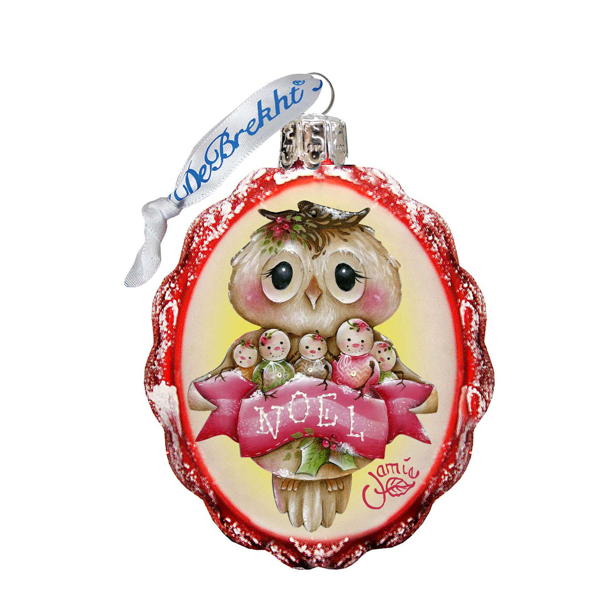Noel Owl Mercury Glass Ornament by Jamie Mills-Price - Christmas Santa Snowman Decor - 778204-7509