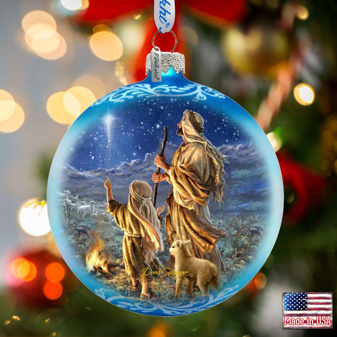 Adorno de vidrio de pastores, edición limitada, de D. Gelsinger - Decoración navideña para la Natividad - 73896-1838