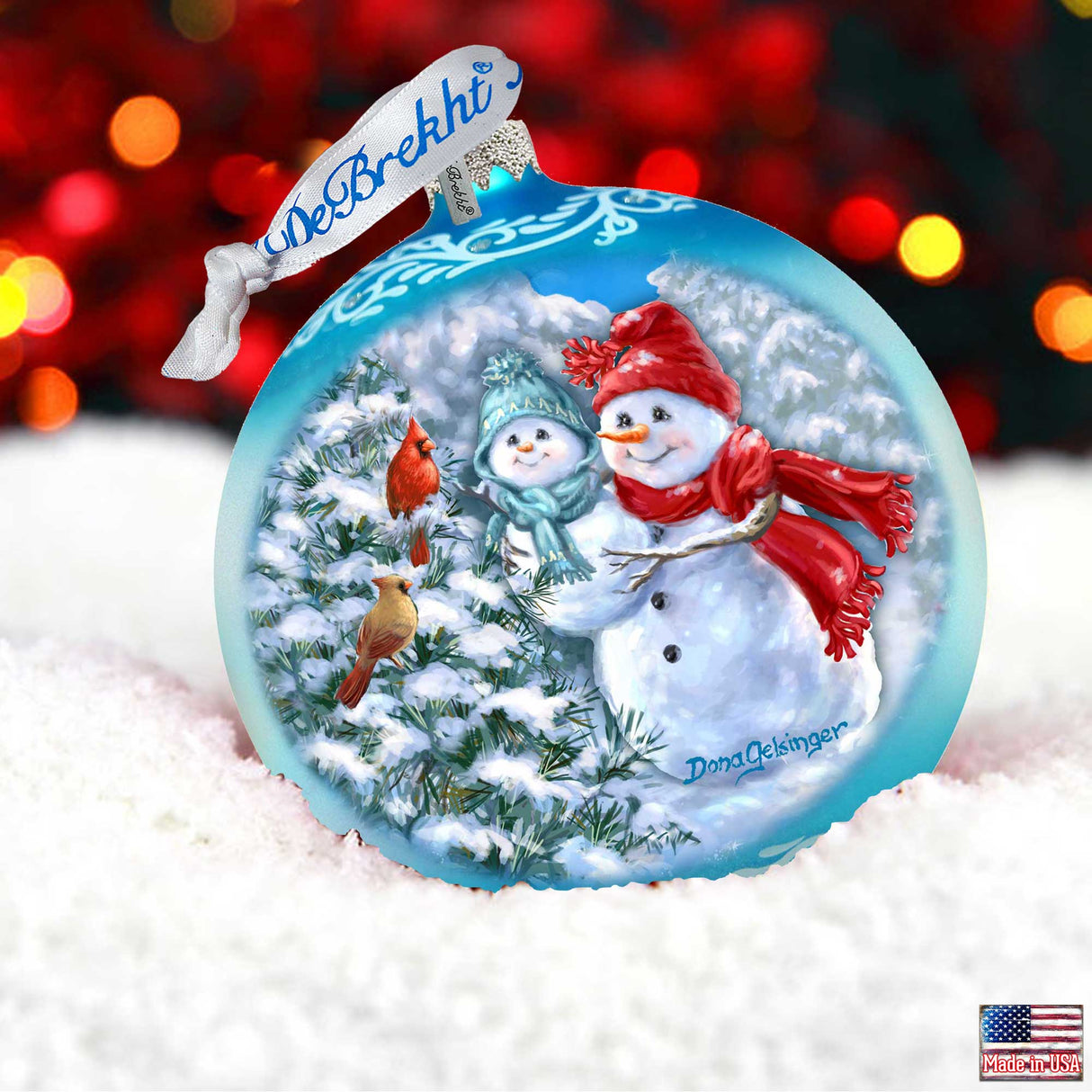 Baby Snowman's First Winter Lg Glass Ornament in Blue by Gelsinger - Christmas Décor - 73923B-DG