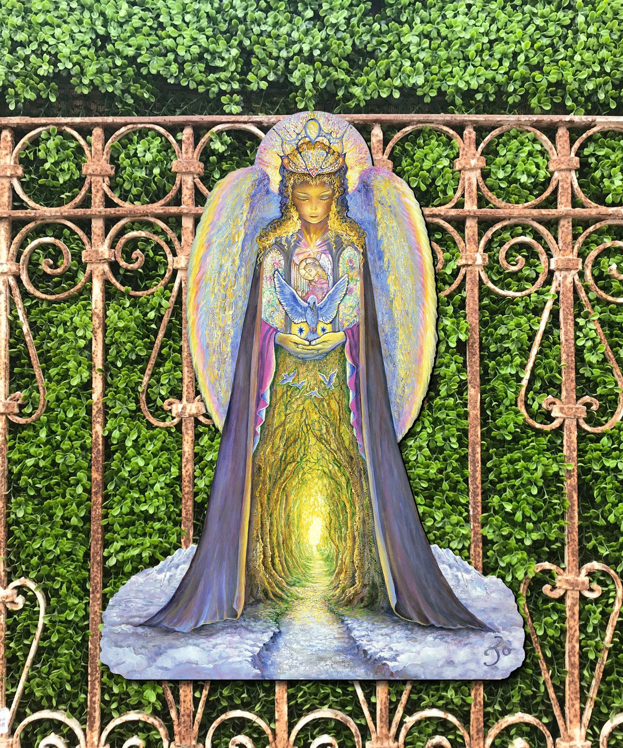 Letrero navideño para jardín "El ángel y el pájaro azul" de Josephine Wall - Decoración navideña - 845623F-JW