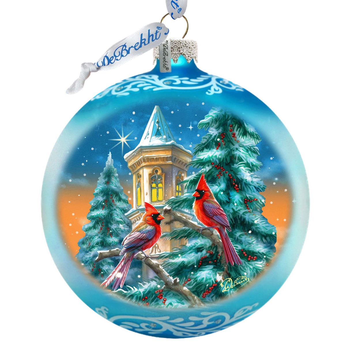 Adorno de cristal grande "Serenata nocturna del cardenal" de G.Debrekht Wildlife Holiday Décor - 73963