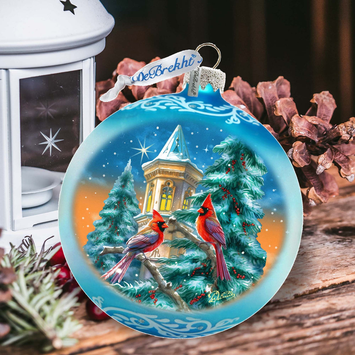 Adorno de cristal grande "Serenata nocturna del cardenal" de G.Debrekht Wildlife Holiday Décor - 73963