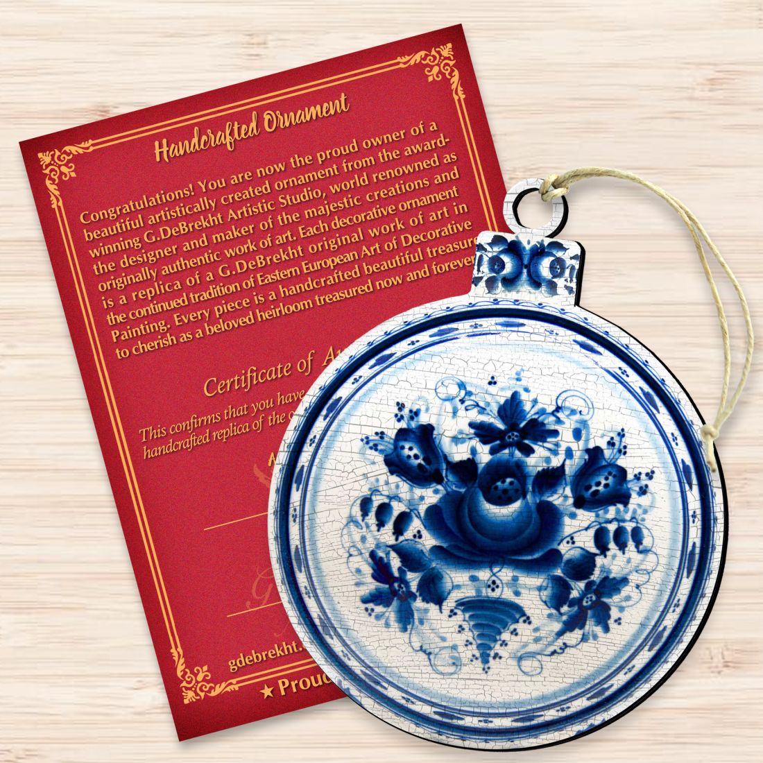 Adornos redondos de madera blancos y azules - Decoración navideña - 8117422