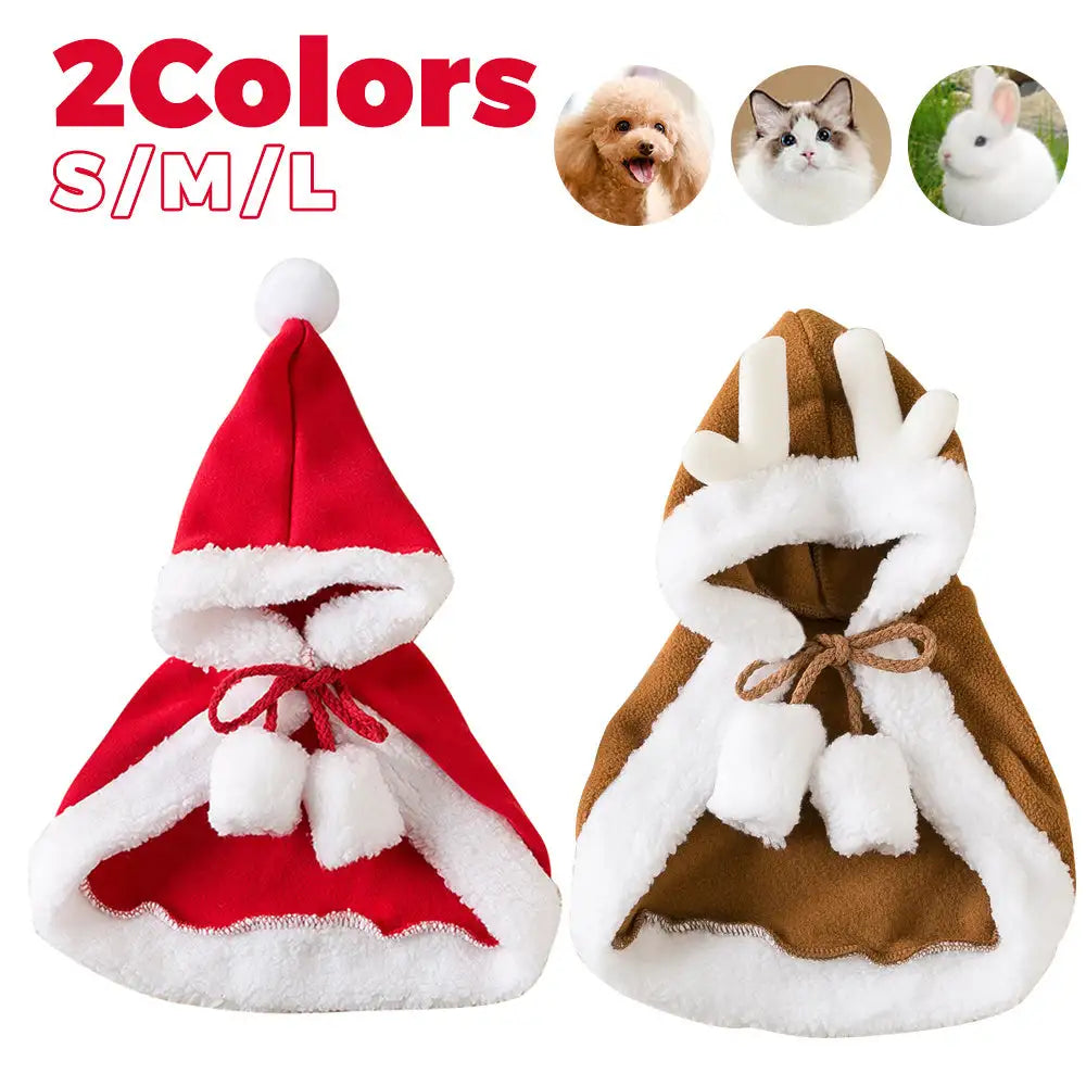 Cat Christmas Outfits, Dog Cat Santa Claus Outfit, Soft And Thick Xmas Cape With Hat, Christmas Cat Dog Costume Pet Cape, Cat Christmas Costumes For Cats, Medium Cat Cape For Cats - Lootquake