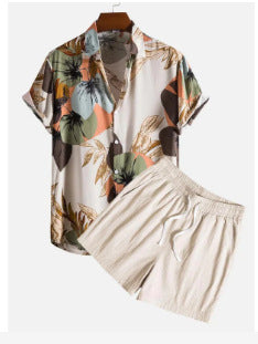 Men's Casual Suit 3D Digital Printing Short Sleeve Shirt Hawaii Suit - Lootquake