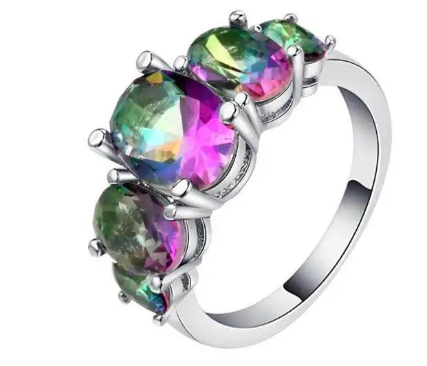 Colorful Elegant Zircon Copper Ring, Geometric Shape, For Men and Women - Lootquake